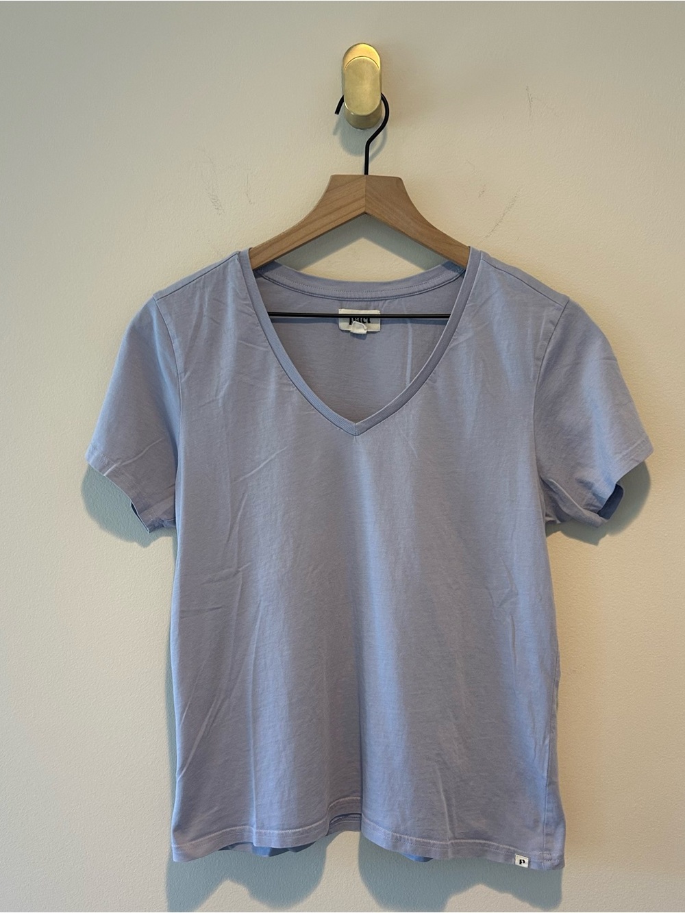 Pact Women's Tee Shirt 100% Organic Cotton V-Neck Short Sleeve Light Lavender